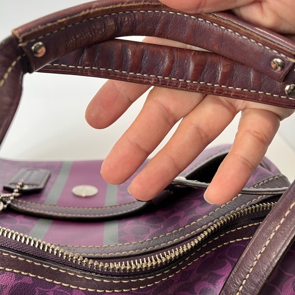 Coach Chealsea Heritage purple leather satchel handbag - Picture 9 of 16